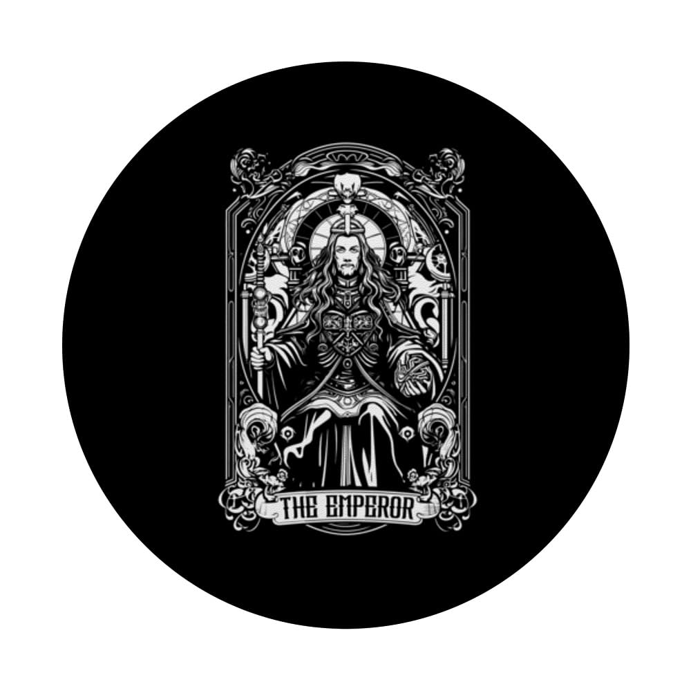 Emperor Major Arcana Tarot: Unveiling Leadership, Stability PopSockets Swappable PopGrip, Black - Image 3