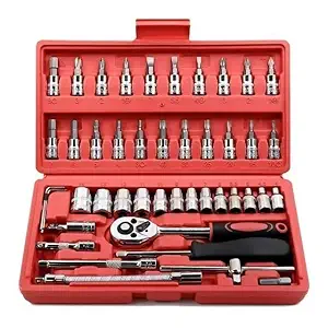 KIYARA MART 46 In 1 Pcs Tool Kit & Screwdriver and Socket Set,Hand Tool Kit Wrench Set Multi Purpose Combination Tool Case Precision Socket Set,Bike Tool Kit Set All Bike Multicolor (PACK OF 1)