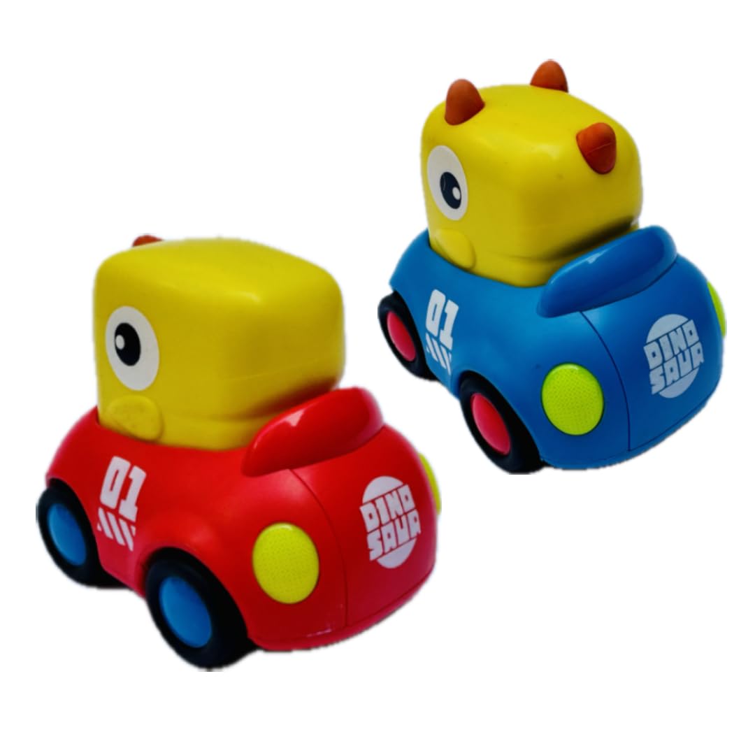 Duffy's Musical Dinosaur Toy Cars for 1 2 3 Year Old Friction Powered Musical with Lighting Car Kids Toys Age 1 2 3 4 5 Baby Toys 12-18 Months 1st Birthday Gift for Kids Toys (Pack of 2)