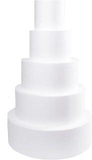 Oasis Supply Hollow "Donut Style" Round Fake Cake Set/Circle Dummy Cake Set for Weddings, Crafts, and Displays, 4” High by 6” 8” 10” 12" 14"