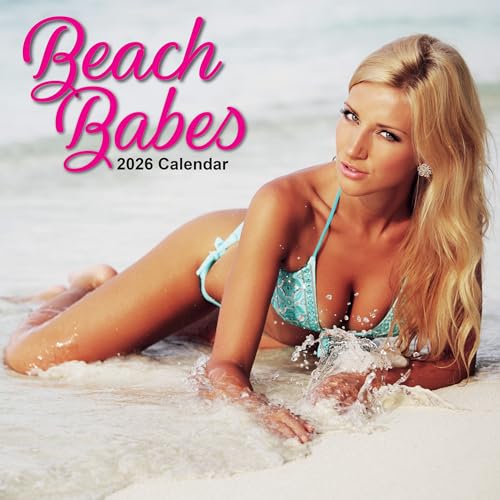 2026 Square Wall Calendar - Beach Babes 12 x 12 Inch Monthly View, 16-Month, Unveiled Theme, Includes 180 Reminder Stickers