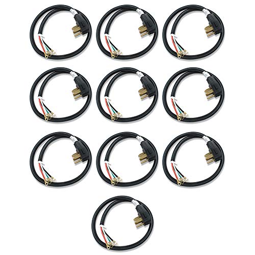 AP-PT400L 4ft 30-amp Dryer Replacement Plug, Dryer Electric Cord, Four Prong Wire Power Cord w/Ring Terminals and Adjustable Power Cord Strain Relief Bracket | Compatible w/ W10834027