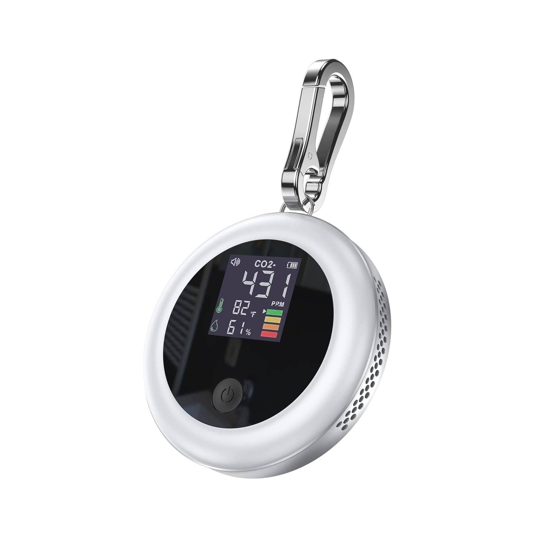 Detektor CO2 3 W 1, Przenośny Monitor Jakości Powietrza, Dwutlenku Węgla, Temperatury I Wilgotności, Idealny Do Domu Podróży GłOśNy Alarm(White)