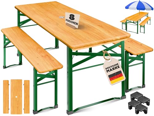 KESSER® Bierzeltgarnitur 3 teilig Gartenmöbel-Set | Klappbar 220 x 50