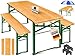 KESSER® Bierzeltgarnitur 3 teilig Gartenmöbel-Set | Klappbar 170 x 46 x 75cm | 2X Bierbänke 1x Biertisch | Festzeltgarnitur Biertisch Stehtisch Sitzgarnitur Holz 12x Bodenschoner