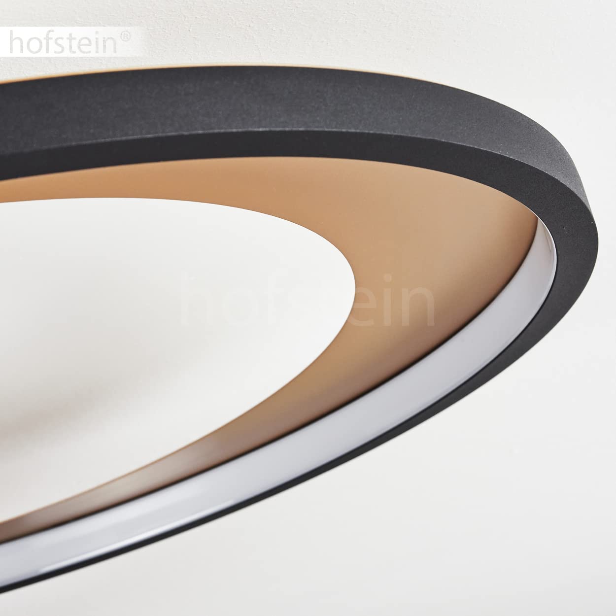 HOFSTEIN LED Deckenleuchte Baiyin, dimmbare Deckenlampe aus Metall/Kunststoff in Gold/Schwarz/Weiß, 4300 Lumen, 3000 Kelvin, 36 Watt (inkl.), dimmbar über herkömmlichen Lichtschalter