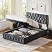 Besbed Ottoman Double Bed Frame, 4ft6 Upholstered Storage Bed with Slats and Headboard, Velvet Fabric,Without Mattress (Grey, 135 x 190 cm)