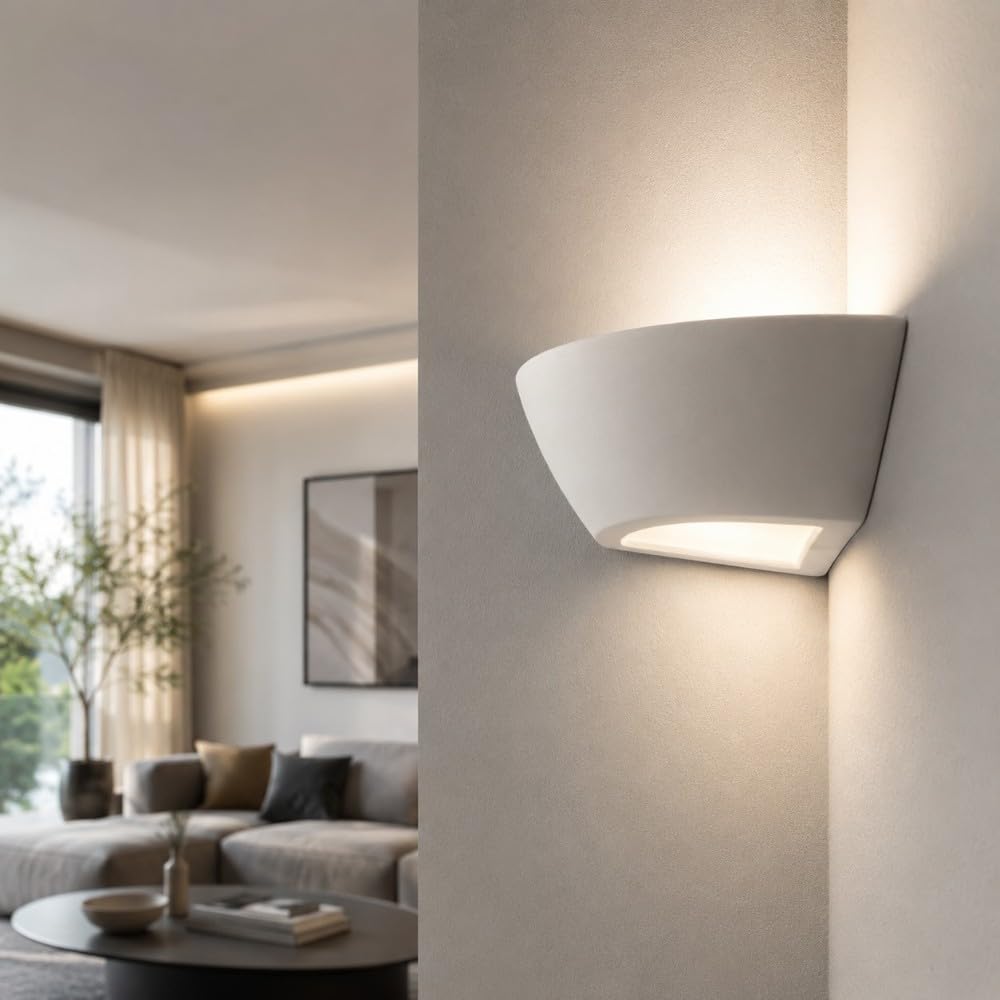 MAZZOLA LUCE Applique angolare lampada per angolo parete gesso bianca moderna verniciabile e27 per interni