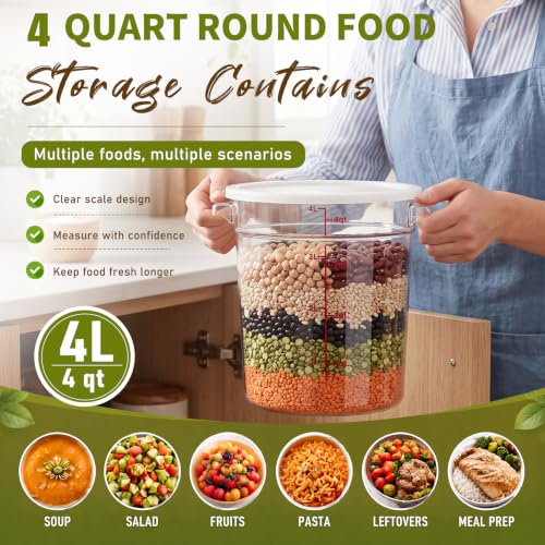 Image of Ziliny 1 Pcs 4 Qt Dough Proofing Container with Lid and Red Scale, White