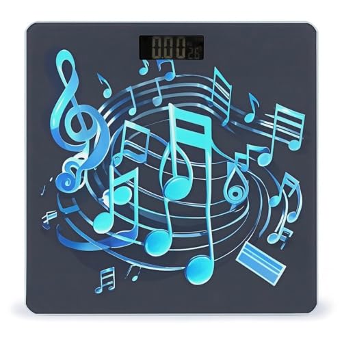 Báscula digital de baño Blue Musical Notes de alta precisión miniatura 1