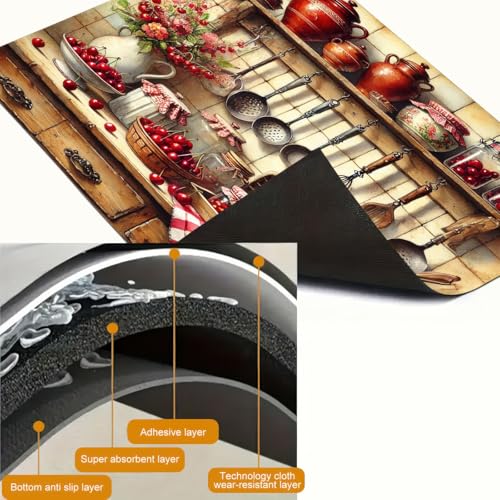 Image of HOMETITUTE Vintage Farmhouse Cherry Stove Cover 28x20 Diatomite Mat