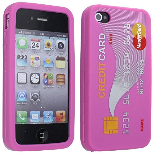 Leegoal Peach Credit Card Soft Silicone Rubber Skin Case cover for Apple iPhone 4s 4 4G