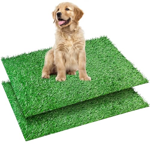Image of Dog Grass Pee Pad, 2 Pack Puppy Pee Mats Fake Grass Reusable Artificial Indoor Outdoor Litter Box Training Rug with Drainage Holes for Small Dog