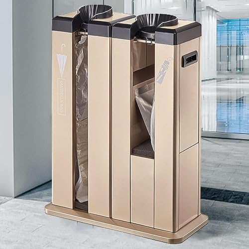 Avvolgitore automatico per ombrello, resistente supporto in acciaio inox con ruote, include 500 borse corte e 500 lunghe