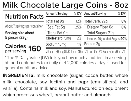 Large Chocolate Coins 32-Pack Milk Chocolate Candy 1.5 Inch Half Dollar Size Foil Individually Wrapped Party Favors For Holidays Candy Buffets Goodie Bags Treasure & Easter Hunts