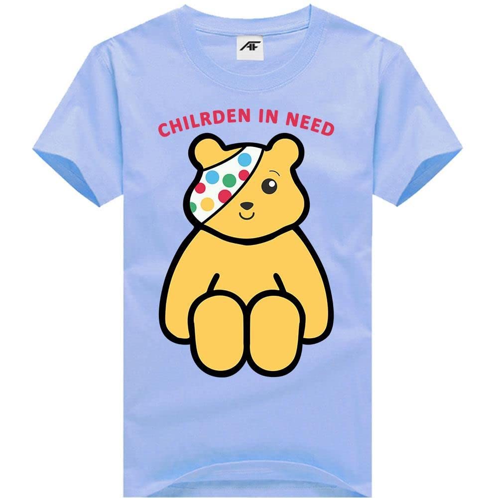 Kids T-Shirt Crew Neck Pudsey Bear Graphic Printed Tee Plain Top Style Text Print Design Casual Novelty Fashion Short Sleeve for Girls UK Sizes 8-20