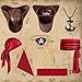 Capoda 6 Pcs Pirate Costume Accessories Set for Women Men Adult Pirate Outfit Cosplay (Black and Red)