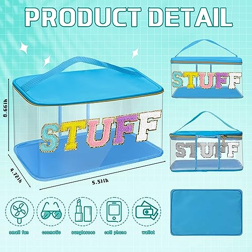 6 Pcs Chenille Glitter Letter Makeup Bag For Travel, Clear Preppy Stuff Cosmetic Bag Patch Zipper Toiletry Pouch With Handle For Women Girl (Stuff) #TOP1