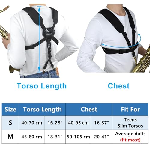 adorence saxophone harness strap padded shoulder amp chest sax strap for baritone tenor and alto saxophones ideal for regular beginners medium