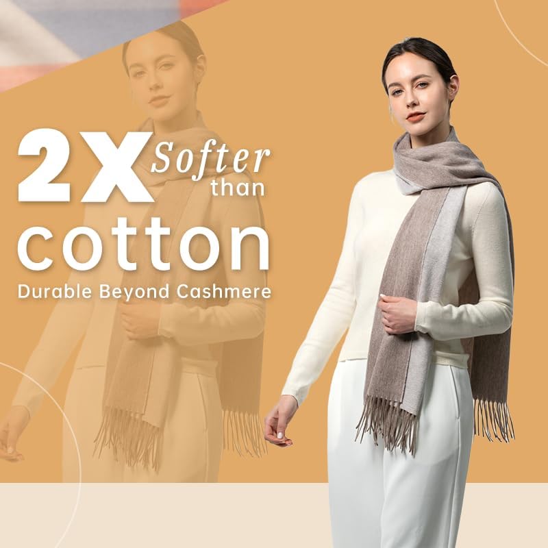 Merino Wool Alpaca Winter Scarf for Women, Australian Pashmina Wraps, Soft Cashmere Feel Shawls Holiday Gift - Image 6