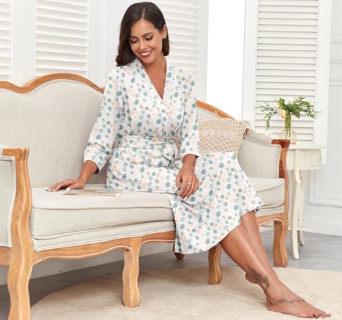 Image of PrinStory Womens Robe Long Knit Bathrobe Lightweight Soft Robes Ladies Bath Robe