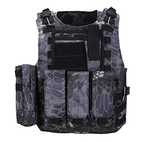 QHIU Gilet Tactique Camouflage Militaire Assaut Combat Protection Molle Veste pour Airsoft Paintball CS Sports de Plein air