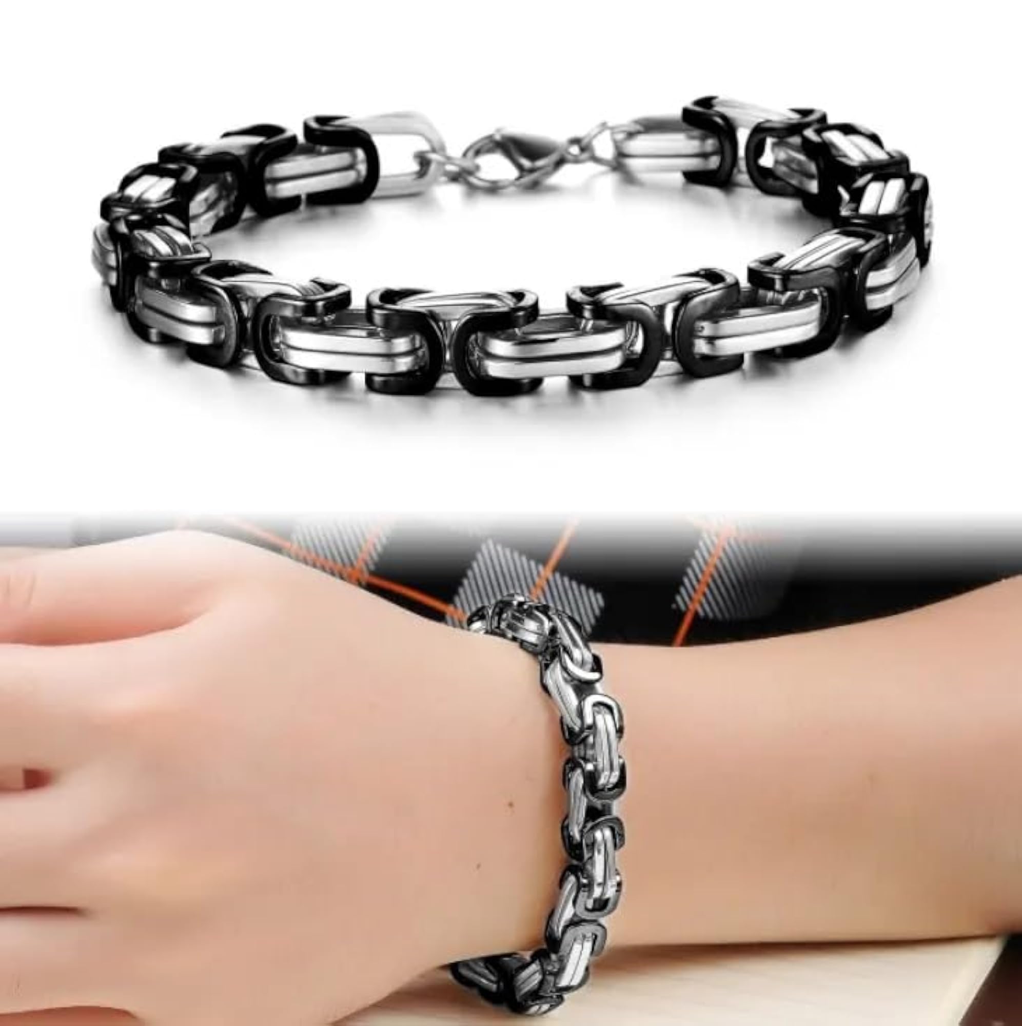 Men's Stylish Black Chain Combo with Gold and Stainless Steel