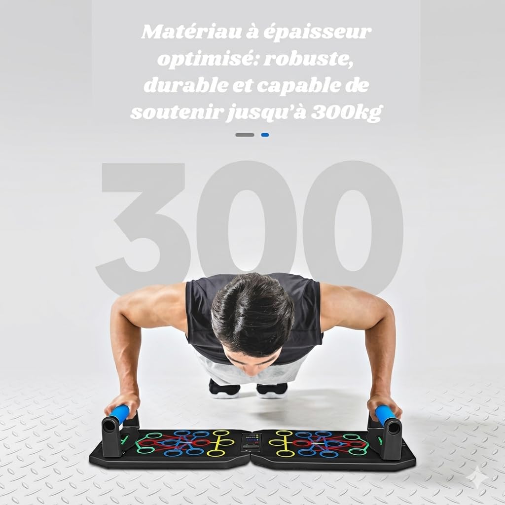 Planche de Pompes Multifonction – Appareil de Musculation avec Compteur Automatique, Bandes de Résistance et Poignées Antidérapantes – Entraînement Complet à Domicile – Pectoraux, Epaules, Bras, Dos