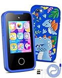 KAKTIN Kids Phone for Boys,Christmas Birthday Dinosaur Gifts for 3 4 5 6 7 8 years old Children,Touchscreen Learning Toys for girls age 3-11 with Dual Camera 8G SD Card (Dinosaur Blue)