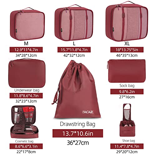 BAGAIL 8 Teilige Packwürfel, Kleidertaschen, Packing Cubes, Verpackungswürfel, Packtaschen Set für Urlaub und Reisen, Kofferorganizer Reise Würfel, Ordnungssystem für Koffer – Bild 3