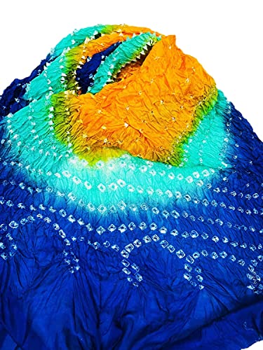Image of PK HUB Women's Jaipuri Rajasthani Bandhani Dupatta | Art Silk Bandhej Dupatta with Gota Patti Work & Tassels (Free size)