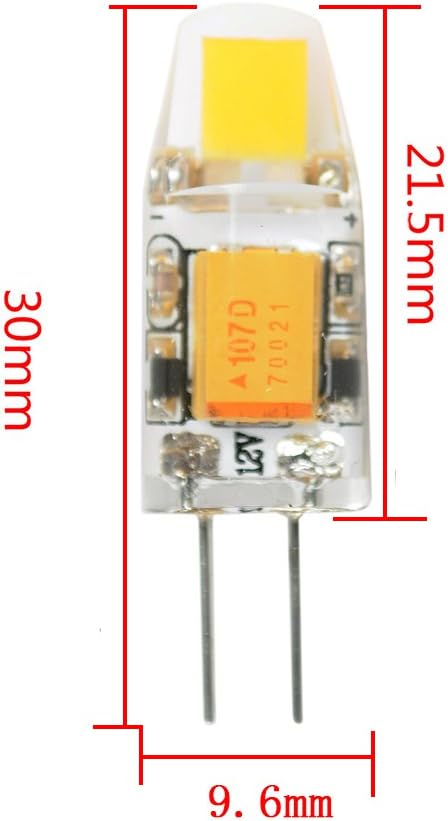 20Pcs G4 1.2W 0705 COB Cool White 6000K Bi-Pin Base LED Non-Dimmable Spot LED Light Bulb AC DC12V Replacement Halogen Chandelier Lamps