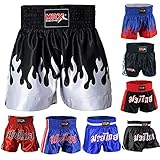 MRX Boxing Shorts for Men Training Fighting Muay Thai Shorts Boxing MMA BJJ Short Kickboxing Trunks Clothing Blue/Silver Flame Large