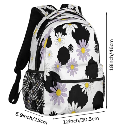 Mochila para portátil 15.6 escolar ligera con diseño de margaritas para la universidad 2