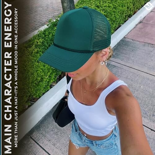 Image of Funky Junque Foam Trucker Hat, Trucker Hats for Women & Men - Blank Adjustable Snapback Mesh Back Baseball Cap