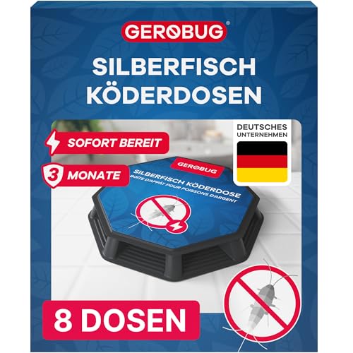 Preisvergleich Produktbild GEROBUG® Silberfisch-Köderdose 8 Stück - Hocheffektive Silberfischfalle zum Papierfische & Silberfische bekämpfen - Köder für Silberfische mit starkem Lockstoff und Langzeitwirkung