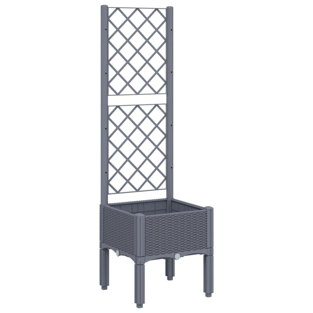 Homgoday Jardinera de jardín con celosía gris, 40 x 40 x 142 cm, de polipropileno, jardinera con rejilla para jardín, jardinera de exterior, jardinera balcón