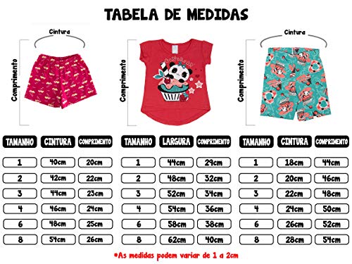 Kit 3 Conjuntos Menina Infantil Shorts Bermuda Iaiá Kids Desenho do tecido:Estampado/Sortido;Tamanho