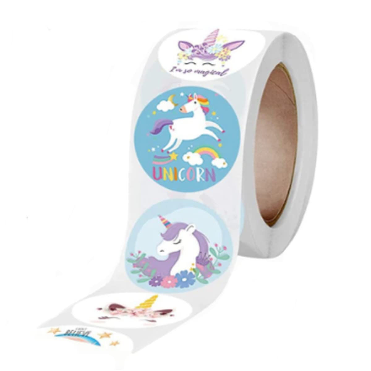 Photo 1 of 500 Pieces Unicorn Stickers for Kids, Reward Stickers, Sticker Roll (1.5 in, 500 Pieces,10 Style)B 3 ITEMS VARIETY 
