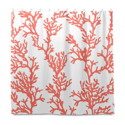 susiyo Beautiful Coral Shower Curtain 72x72 Inch Fabric Shower Curtains Liners for Bathroom