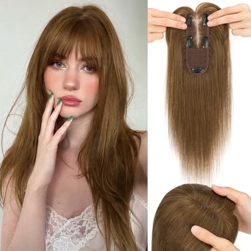 S-noilite Hair Toppers for Women with Bangs Real Human Hair