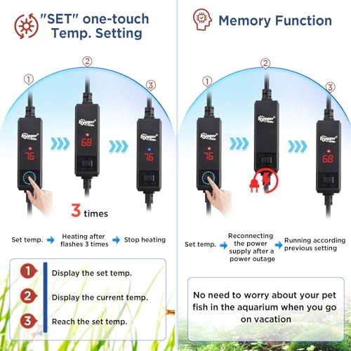 Image of hygger Betta Aquarium Heater,25W /50W /100W /150W Removable Shell Submersible Fish Tank Heater with LED Digital Display,25W Suitable for 1-5 Gallon Freshwater and Saltwater Fish Tank
