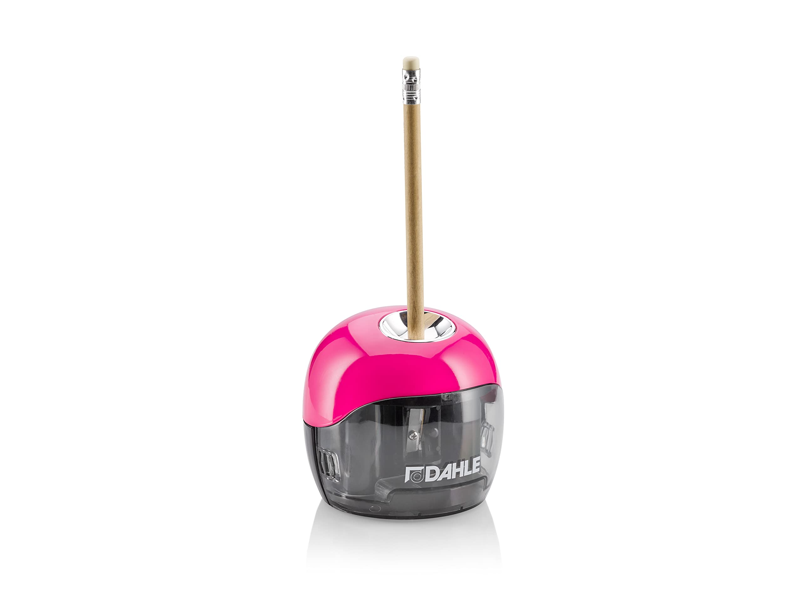 DAHLE 00250-16892 Taille-crayon électrique 250, 2 couteaux opposés, alimenté par piles, magenta