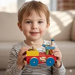 Brinquedo Pedagógico Educativo Em Madeira Carrinho Bate Tambor