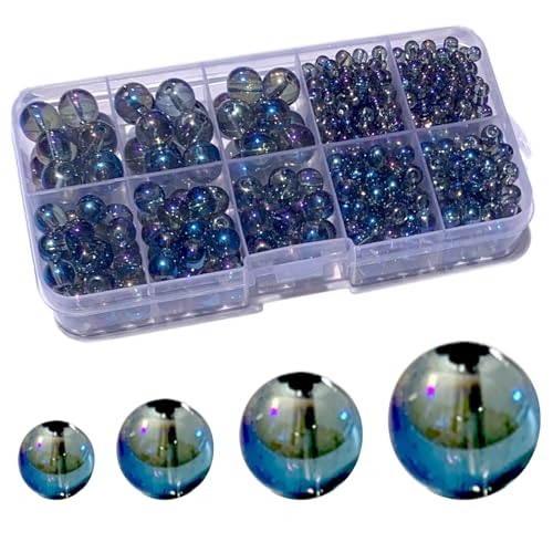 FAPUMOE Blue Round Crystal Glass Beads for Jewelry Making (4/6/8/10mm)