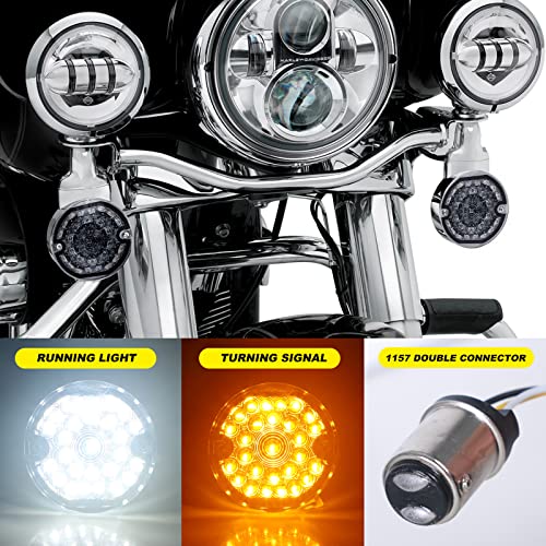 Image of REALOVE 3-1 /4 Inch Front Led Turn Signal 1157 Double Base Amber Lamp Compatible with aley Motorcycle Road Glide Road King Softail Ultra Classic Ultra Limited Electra Glide