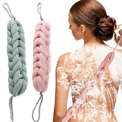 Duschschwamm, Badeschwamm Luffa Schwamm Mesh Seifschwamm für Bad Dusche Netz Schwamm Essentielle Hautpflege Peeling Körperbürste Rückenschrubber für Männer und Frauen, Grün und Rosa