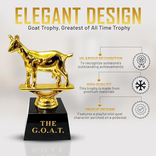 vaulted skulls amp co goat trophy  greatest of all time trophy goat  goat trophy  sports team trophies  funny office trophy  goldblack