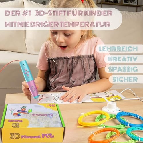 Bild 2 - 3D Stift Set für Kinder – 3D-stift 53 in 1 mit 30 Farben Filament, DIY Vorlagen & Zubehör – Sicherer 3D Pen Kinder, Kreativer 3D Druck Stift, Lernen & Geschenke für Mädchen (Blaues Set)