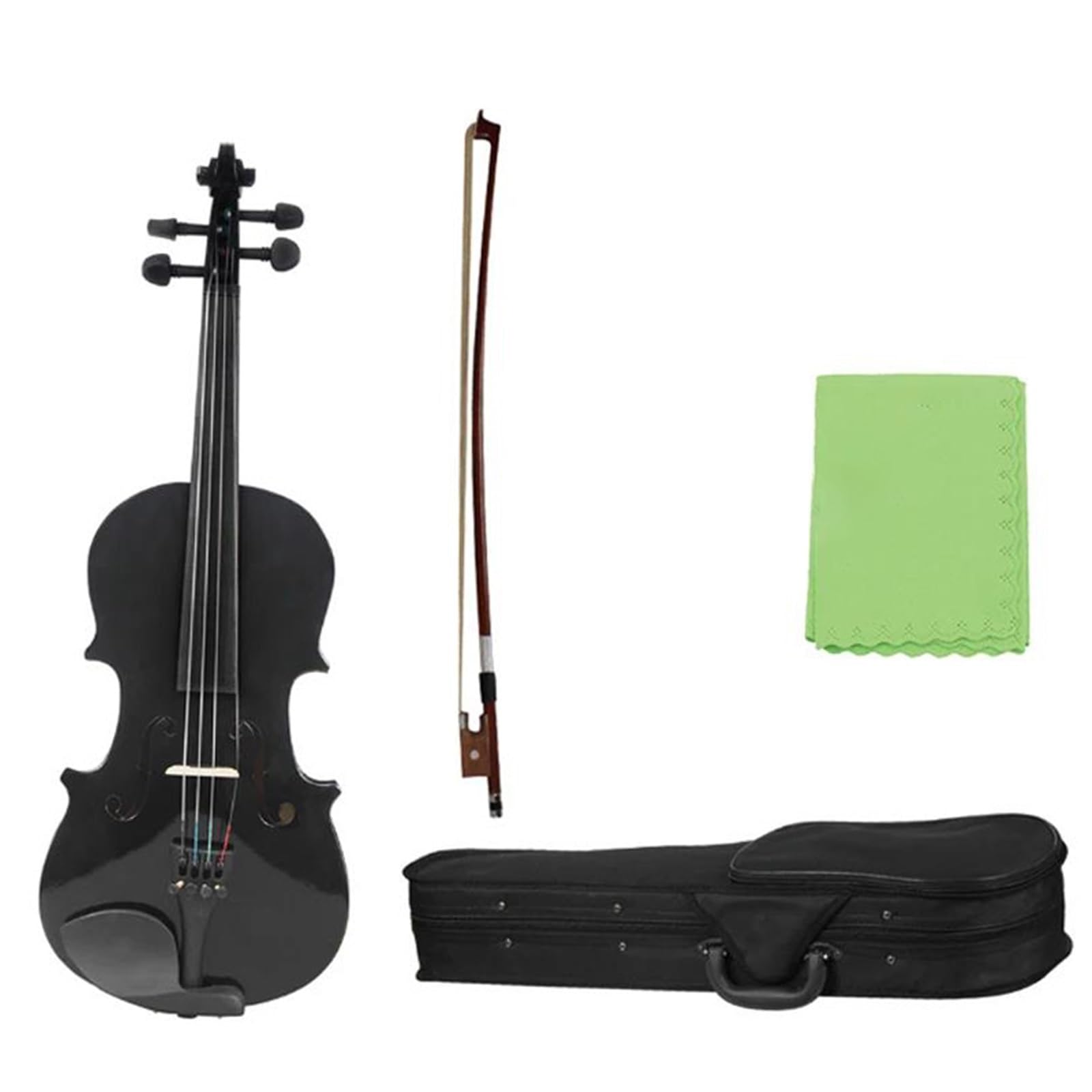Kit Di Violino Professionale Violino 4/4 Violino Acustico Nero A Grandezza Naturale Con Custodia E Archetto Per Strumenti A Corda Per Principianti